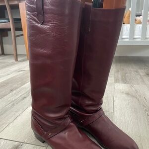 Red leather boots